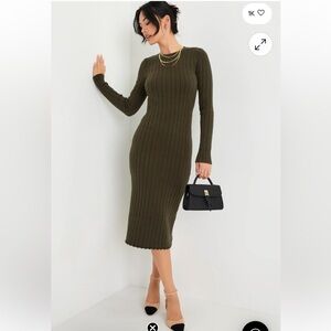 ❤️Lulus The Best Yet Ribbed Olive Green Sweater Drsss